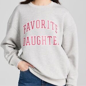 Favorite Daughter Light Gray and Pink Collegiate Sweatshirt